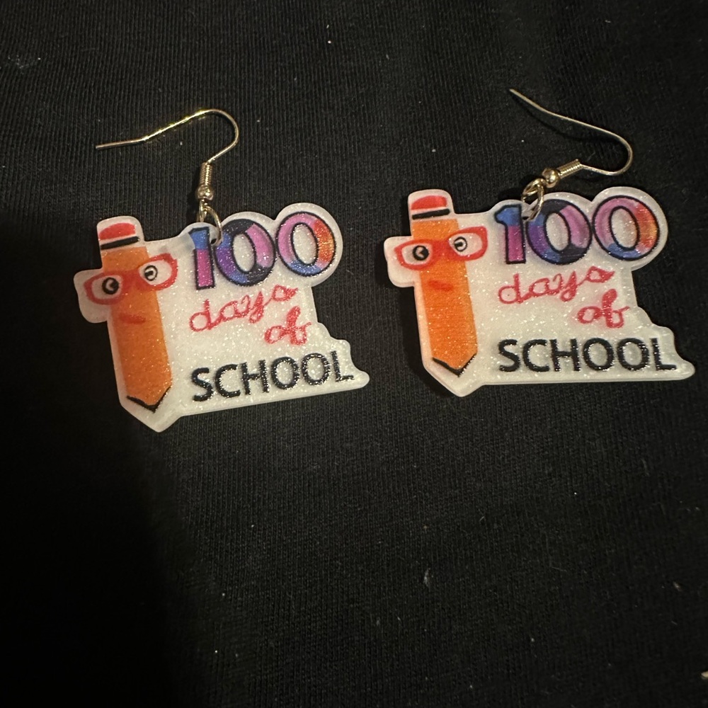 100 days of school earrings ￼(teachers edition ￼)